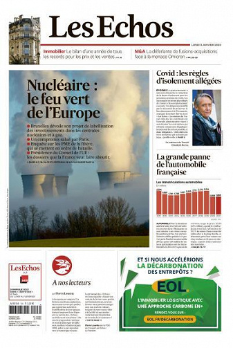 Les Echos du Lundi 3 Janvier 2022