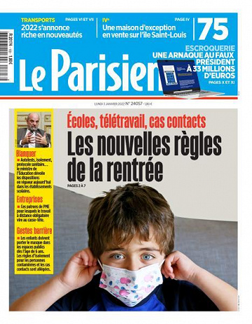 Le Parisien du Lundi 3 Janvier 2022