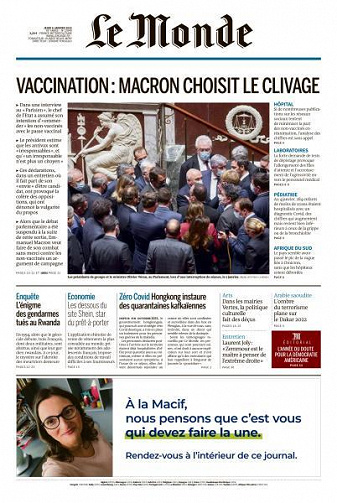 Le Monde du Jeudi 6 Janvier 2022