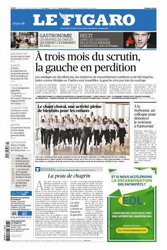 Le Figaro du Samedi 8 et Dimanche 9 Janvier 2022