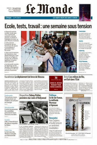 Le Monde du Dimanche 9 et Lundi 11 Janvier 2022