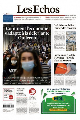 Les Echos du Lundi 10 Janvier 2022