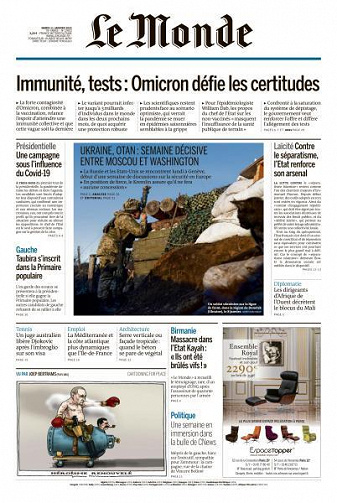 Le Monde du Mardi 11 Janvier 2022