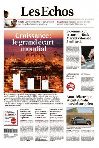 Les Echos du Mercredi 12 Janvier 2022