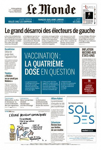 Le Monde du Vendredi 14 Janvier 2022