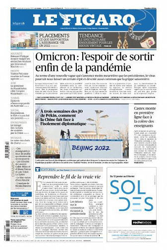 Le Figaro du Vendredi 14 Janvier 2022