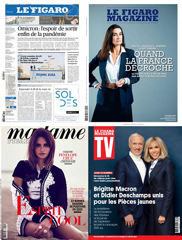 Pack Le Figaro et ses 3 suppléments - Vendredi 14 Janvier 2022