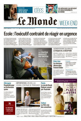 Le Monde du Samedi 15 Janvier 2022