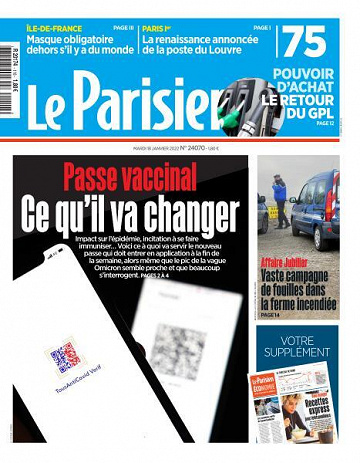Le Parisien du Mardi 18 Janvier 2022