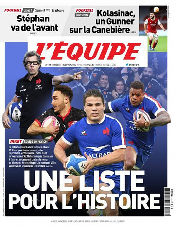 L’equipe du Mercredi 19 Janvier 2022