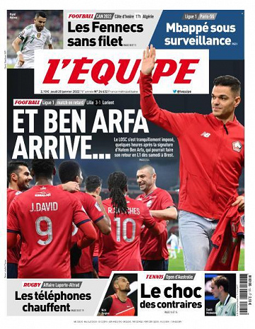 L’equipe du Jeudi 20 Janvier 2022