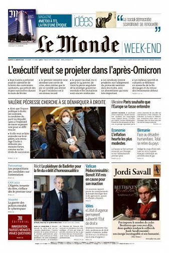 Le Monde du Samedi 22 Janvier 2022