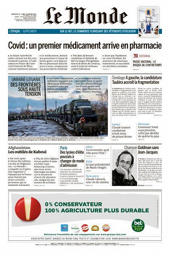 Le Monde du Dimanche 23 et Lundi 24 Janvier 2022