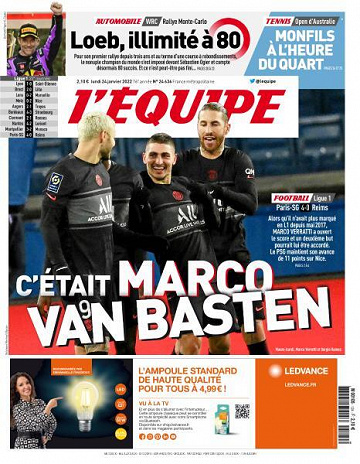 L’equipe du Lundi 24 Janvier 2022
