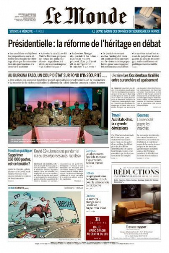 Le Monde du Mercredi 26 Janvier 2022