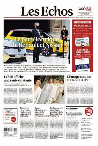 Les Echos du Vendredi 28 et Samedi 29 Janvier 2022