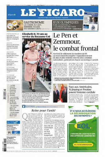 Le Figaro du Samedi 5 et Dimanche 6 Février 2022