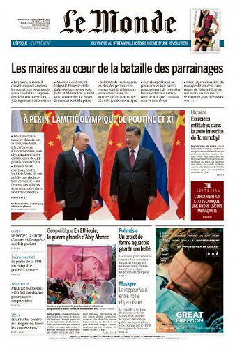 Le Monde du Dimanche 6 et Lundi 7 Février 2022