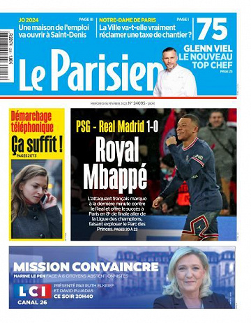 Le Parisien du Mercredi 16 Février 2022