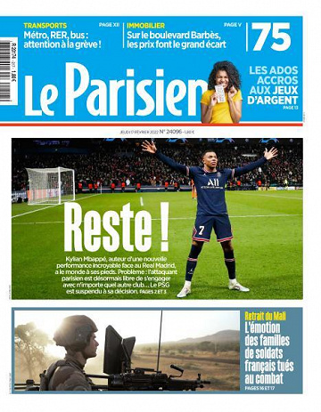 Le Parisien du Jeudi 17 Février 2022