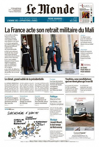 Le Monde du Vendredi 18 Février 2022