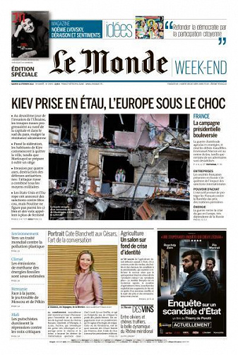 Le Monde du Samedi 26 Février 2022