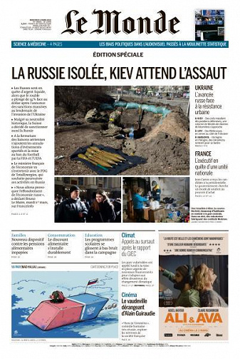 Le Monde du Mercredi 2 Mars 2022