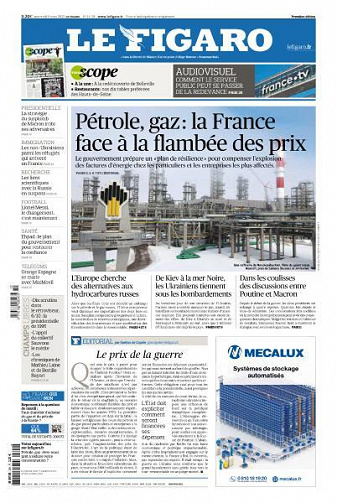 Le Figaro du Mercredi 9 Mars 2022