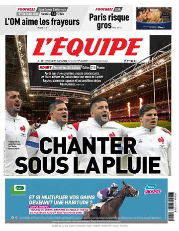 L’equipe du Vendredi 11 Mars 2022