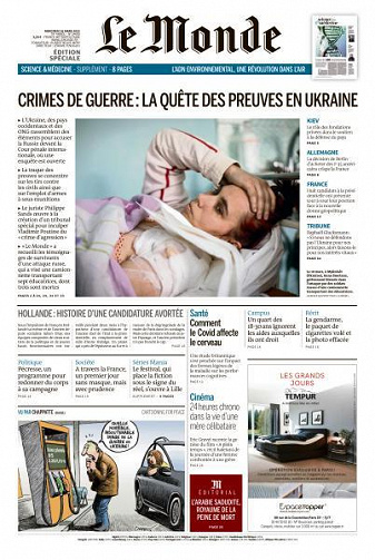 Le Monde du Mercredi 16 Mars 2022