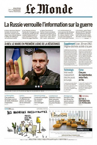 Le Monde du Jeudi 17 Mars 2022