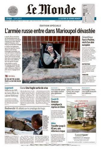 Le Monde du Dimanche 20 et Lundi 21 Mars 2022