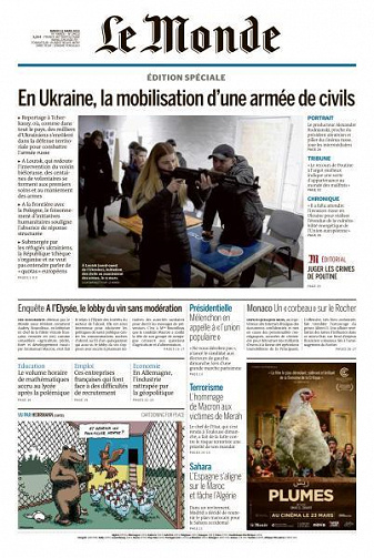 Le Monde du Mardi 22 Mars 2022