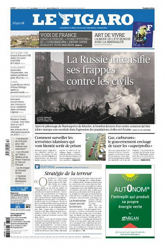 Le Figaro du Lundi Mardi 22 Mars 2022