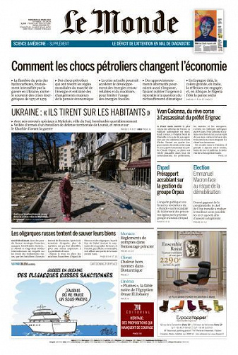 Le Monde du Mercredi 23 Mars 2022