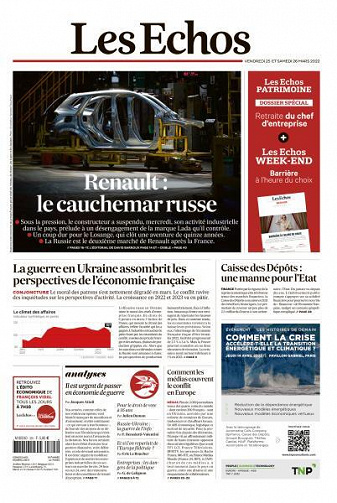 Les Echos du Vendredi 25 et Samedi 26  Mars 2022