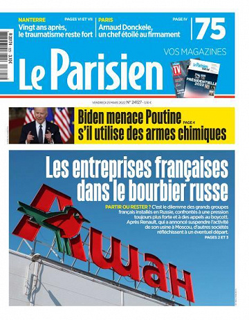Le Parisien du Vendredi 25 Mars 2022
