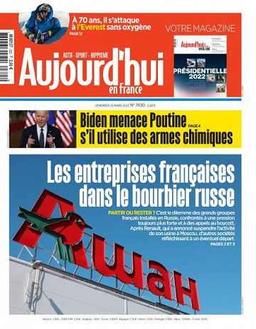 Aujourd’hui en France - 25 Mars 2022