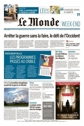 Le Monde du Samedi 26 Mars 2022
