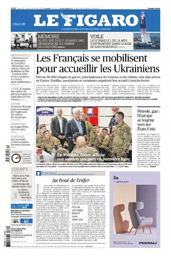 Le Figaro du Samedi 26 et Dimanche 27 Mars 2022