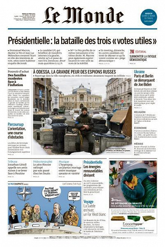Le Monde du Mardi 29 Mars 2022