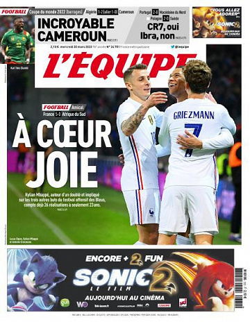 L’equipe du Mercredi 30 Mars 2022