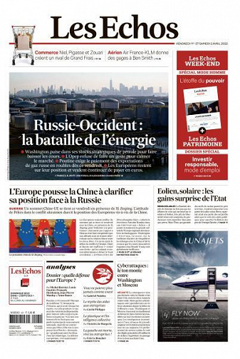 Les Echos du Vendredi 1er et Samedi 2 Avril 2022