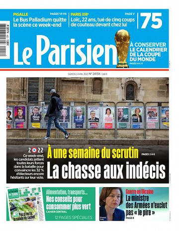 Le Parisien du Samedi 2 Avril 2022