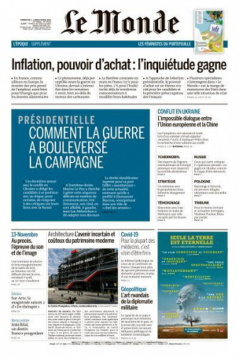 Le Monde du Dimanche 3 et Lundi 4 Avril 2022