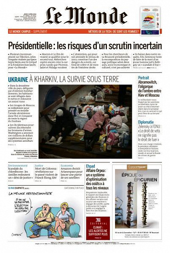 Le Monde du Jeudi 7 Avril 2022