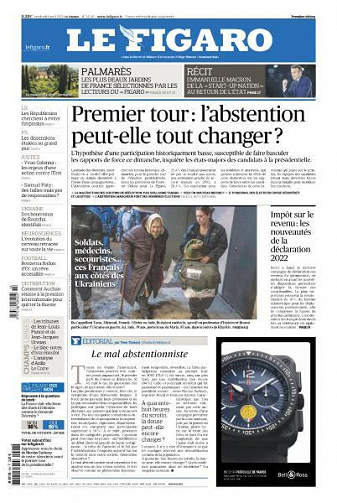 Le Figaro du Vendredi 8 Avril 2022