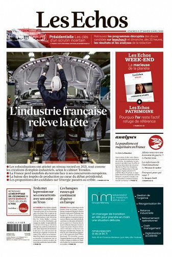 Les Echos du Vendredi 8 et Samedi 9 Avril 2022