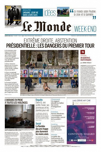 Le Monde du Samedi 9 Avril 2022