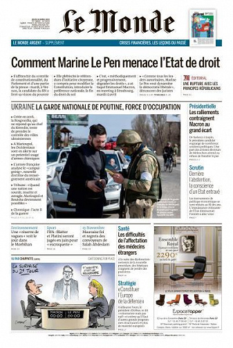 Le Monde du Jeudi 14 Avril 2022